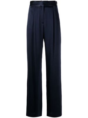 Michelle Mason wide-leg silk satin trousers - Blue