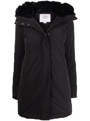 Woolrich faux fur-trimmed hooded padded coat - Black