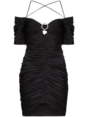RASARIO off-shoulder ruched mini dress - Black