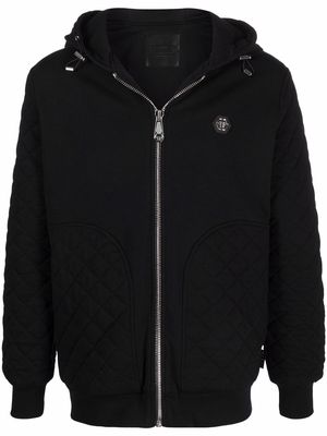 Philipp Plein logo-patch zip-up hoodie - Black