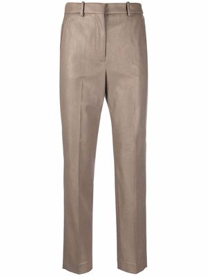 Incotex coated crop-leg trousers - Brown