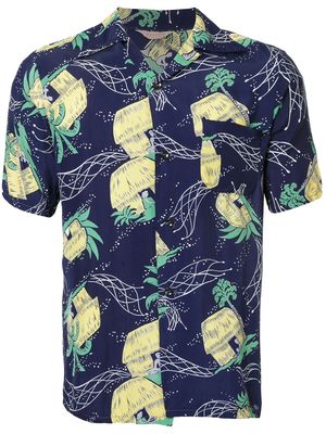 Fake Alpha Vintage 1950s John Meigs Hawaiian village print shirt - Blue