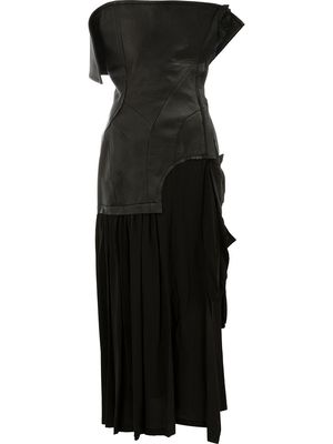 Yohji Yamamoto lambskin and silk dress - Black