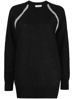 Y-3 sheer-knit crew-neck sweater - Black