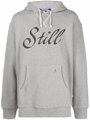 Junya Watanabe MAN slogan-print hoodie - Grey