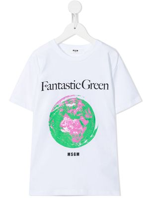 MSGM Kids graphic-print cotton T-Shirt - White