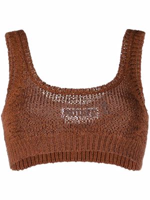 ROTATE Birdy knitted crop top - Brown