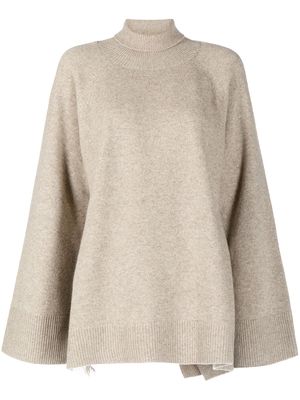 Goen.J panelled roll neck sweater - Brown