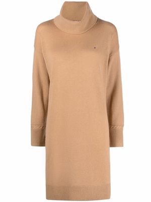 Tommy Hilfiger roll-neck wool knit dress - Brown