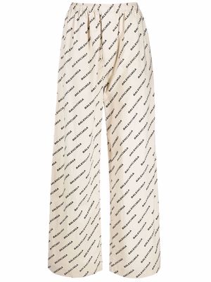Balenciaga logo print pyjama trousers - Neutrals