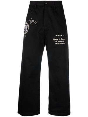 Enterprise Japan embroidered straight-leg trousers - Black