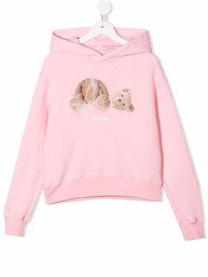 Palm Angels Kids teddy bear print hoodie - Pink