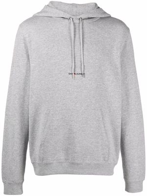 Saint Laurent logo-print drawstring hoodie - Grey