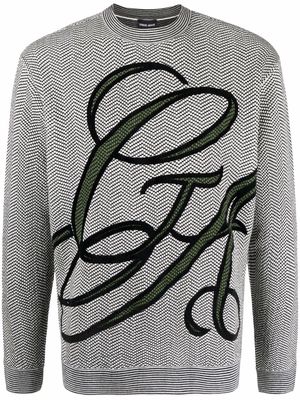 Giorgio Armani virgin wool-blend logo signature jumper - White