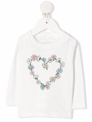 Stella McCartney Kids floral heart cotton sweatshirt - White