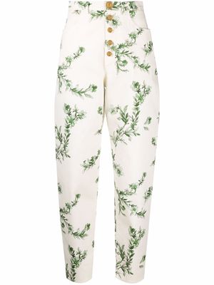 Giambattista Valli floral-print straight-leg trousers - Neutrals