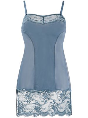 La Perla Brigitta lace-trimmed slip dress - Blue