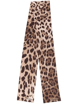 Dolce & Gabbana leopard neck tie - Neutrals