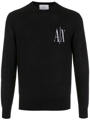 Armani Exchange logo-print wool jumper - Black