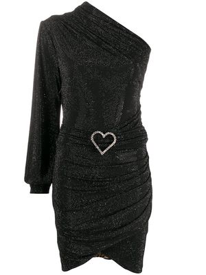 Philipp Plein one-shoulder crystal-heart dress - Black