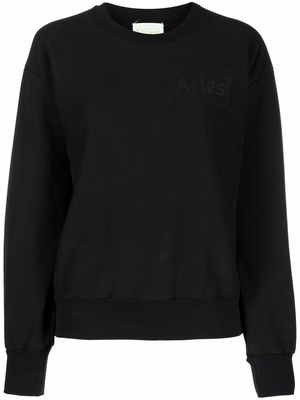 Aries logo-print cotton sweatshirt - Black