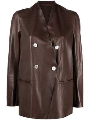 Salvatore Santoro double-breasted leather blazer - Brown