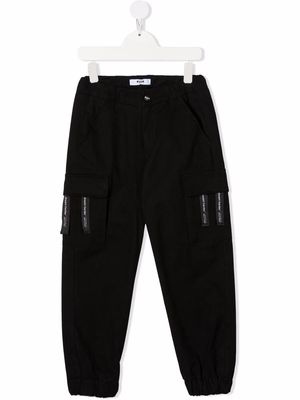 MSGM Kids stretch-cotton cargo trousers - Black
