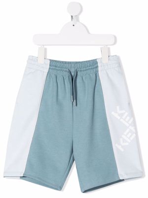 Kenzo Kids logo-print track shorts - Blue