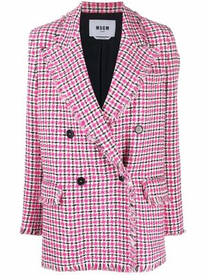 MSGM checked double-breasted blazer coat - Pink