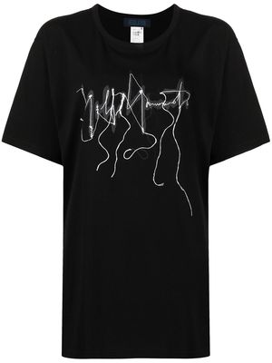 Yohji Yamamoto logo-print short-sleeved T-shirt - Black