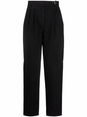 ETRO buckle-detail tapered cotton trousers - Black