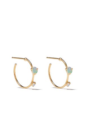 WWAKE 14kt yellow gold Two Steps opal hoop earrings - BLUE