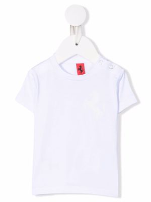 Ferrari Kids Prancing Horse print cotton T-shirt - White