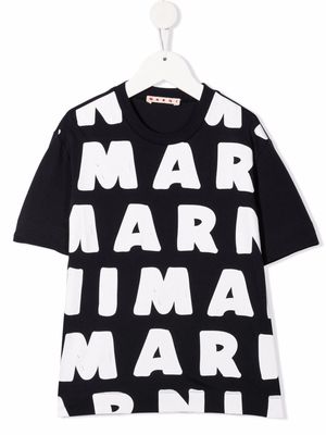 Marni Kids logo-print cotton T-shirt - Black