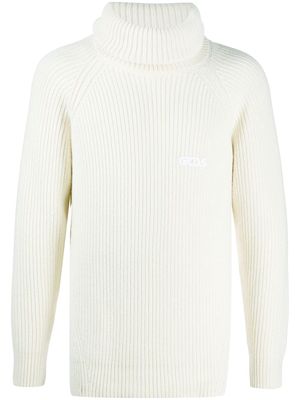 Gcds ribbed-knit roll neck jumper - White