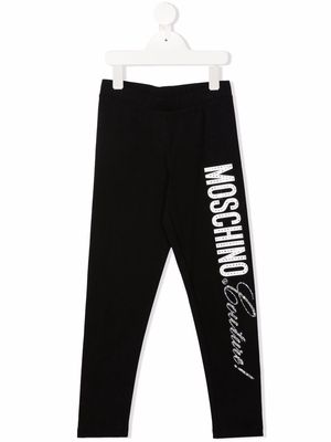 Moschino Kids logo-print leg trousers - Black