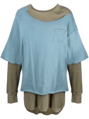 Facetasm double-layered cotton T-shirt - Blue