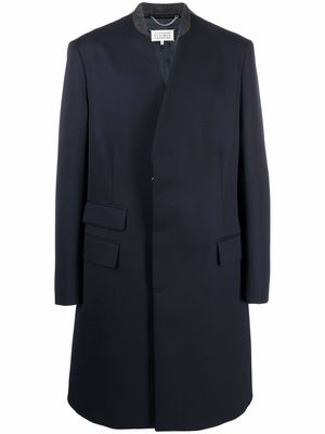 Maison Margiela collarless mid-length coat - Blue