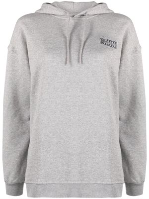 GANNI embroidered logo hoodie - Grey