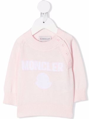 Moncler Enfant long-sleeved logo knit jumper - Pink