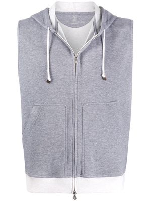 Brunello Cucinelli sleeveless drawstring hoodie - Grey