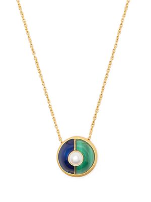 AKANSHA SETHI malachite blue enamel button necklace - Gold