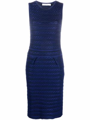 Christian Dior 2010s pre-owned scalloped effect knitted dress - Blue