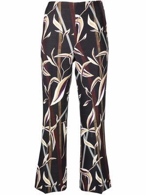 Christian Dior 2000s pre-owned leaf print cropped trousers - Black