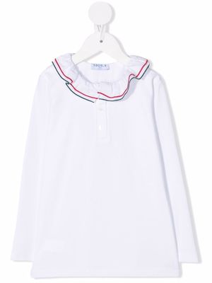Siola frilled-collar polo shirt - White