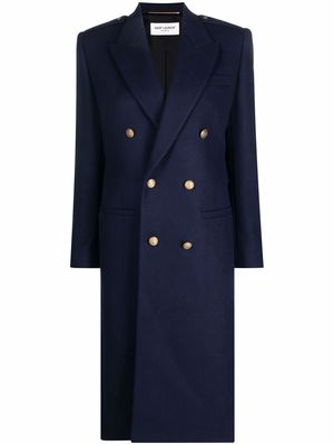 Saint Laurent double-breasted tailored coat - Blue