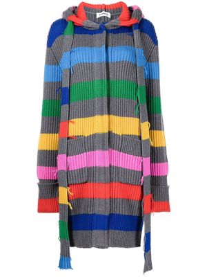 Monse stripe-print hooded cardigan - Multicolour