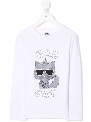 Karl Lagerfeld Kids Bad Cat jersey top - White