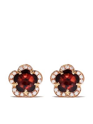 Pasquale Bruni 18kt rose gold diamond garnet Figlia dei Fiori stud earrings - Pink