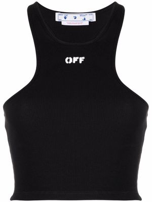 Off-White Off-Stamp ribbed crop top - Black